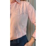 Camisa Feminina Bordada Manga Longa Arabesco - Cod: 255 - Rosa
