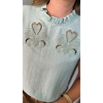 Blusa Feminina Sem Manga Bordada -Verde - Cod 262