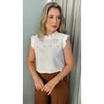 Blusa Feminina Sem Manga Bordada -Branca - Cod 262