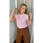 Blusa Feminina Sem Manga Bordada - Rosa - Cod 262