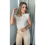 Blusa Feminina Sem Manga Bordada -Off White - Cod 262