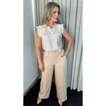 Blusa Feminina Sem Manga Bordada -Off White - Cod 262