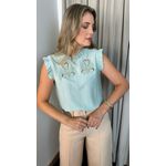 Blusa Feminina Sem Manga Bordada -Verde - Cod 262
