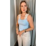 Regata Feminina Bordada Delicada - Cod 217 - Azul