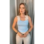 Regata Feminina Bordada Delicada - Cod 217 - Azul