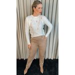 Blusa Feminina Em Tricô Com Aplicação De Flores - Cod 271 - Branca
