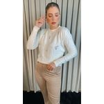 Blusa Feminina Em Tricô Com Aplicação De Flores - Cod 271 - Branca