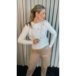 Blusa Feminina Em Tricô Com Aplicação De Flores - Cod 271 - Branca