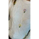 Blusa Feminina Em Tricô Com Aplicação De Flores - Cod 271 - Branca