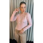 Blusa Feminina Em Tricô Com Aplicação De Flores - Cod 271 - Rosa