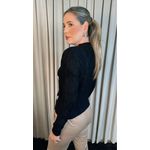 Blusa Feminina Em Tricô Com Aplicação De Flores - Cod 271 - Preta