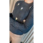 Blusa Feminina Em Tricô Com Aplicação De Flores - Cod 271 - Preta