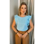 Blusa Feminina Em Lese Bordada - Azul - Cod 254