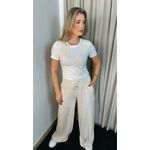 T-shirt Feminina Com Aplicação Em Crochê - Branco - Cod 260