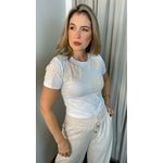 T-shirt Feminina Com Aplicação Em Crochê - Branco - Cod 260