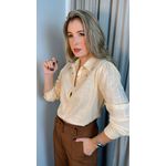 Camisa Feminina Bordada Manga Longa Flor - Cod: 264 - Nude
