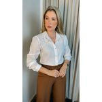 Camisa Feminina Bordada Manga Longa Flor - Cod: 264 - Branca