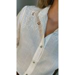 Camisa Feminina Bordada Manga Longa Flor - Cod: 264 - Branca