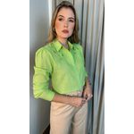 Camisa Feminina Bordada Manga Longa Flor - Cod: 264 - Verde