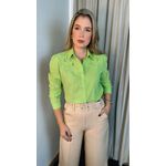Camisa Feminina Bordada Manga Longa Flor - Cod: 264 - Verde