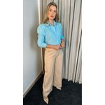 Camisa Feminina Bordada Manga Longa Flor - Cod: 264 - Azul