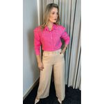 Camisa Feminina Bordada Manga Longa Flor - Cod: 264 - Rosa