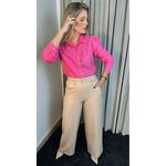 Camisa Feminina Bordada Manga Longa Flor - Cod: 264 - Rosa
