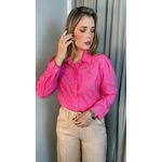 Camisa Feminina Bordada Manga Longa Flor - Cod: 264 - Rosa