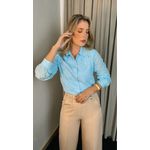 Camisa Feminina Em Lese Bordada Manga Longa - Cod: 263 - Azul