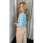 Camisa Feminina Em Lese Bordada Manga Longa - Cod: 263 - Azul