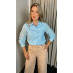 Camisa Feminina Em Lese Bordada Manga Longa - Cod: 263 - Azul