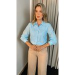 Camisa Feminina Em Lese Bordada Manga Longa - Cod: 263 - Azul