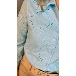 Camisa Feminina Em Lese Bordada Manga Longa - Cod: 263 - Azul