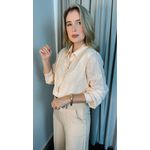 Camisa Feminina Em Lese Bordada Manga Longa - Cod: 263 - Nude
