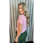 T-shirt Em Trico Bordada - Rosa - Cod 244
