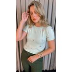 T-shirt Em Trico Bordada - Verde - Cod 244