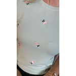 T-shirt Em Trico Bordada - Off White - Cod 244