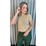 T-shirt Em Trico Bordada - Nude - Cod 244 