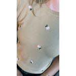 T-shirt Em Trico Bordada - Nude - Cod 244 