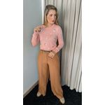 Blusa Feminina Manga Longa Em Trico Bordada - Rosa - Cod 266