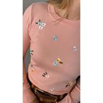 Blusa Feminina Manga Longa Em Trico Bordada - Rosa - Cod 266