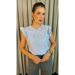 Blusa Feminina Em Lese Bordada - Azul - Cod 241