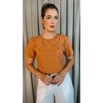 Blusa Feminina Bordada Elegância e Delicadeza em Cada Detalhe - Terracota - Cod 239