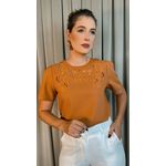 Blusa Feminina Bordada Elegância e Delicadeza em Cada Detalhe - Terracota - Cod 239