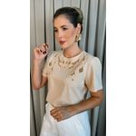 Blusa Feminina Bordada Elegância e Delicadeza em Cada Detalhe - Nude - Cod 239 