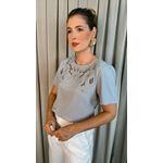 Blusa Feminina Bordada Elegância e Delicadeza em Cada Detalhe - Cinza - Cod 239