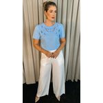 Blusa Feminina Bordada Elegância e Delicadeza em Cada Detalhe - Azul - Cod 239
