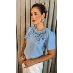 Blusa Feminina Bordada Elegância e Delicadeza em Cada Detalhe - Azul - Cod 239