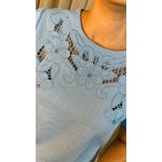 Blusa Feminina Bordada Elegância e Delicadeza em Cada Detalhe - Azul - Cod 239