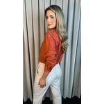 Camisa Feminina Manga Longa Bordada - Cod: 219 - Terracota
